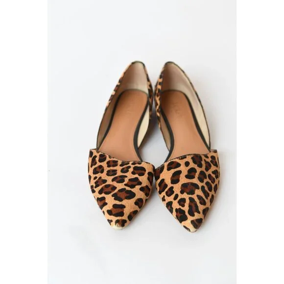 J. Crew Zoe D’Orsay Flats Sz 8 Calf Hair Leopard Print Pointed Toe Flat - Picture 2 of 16